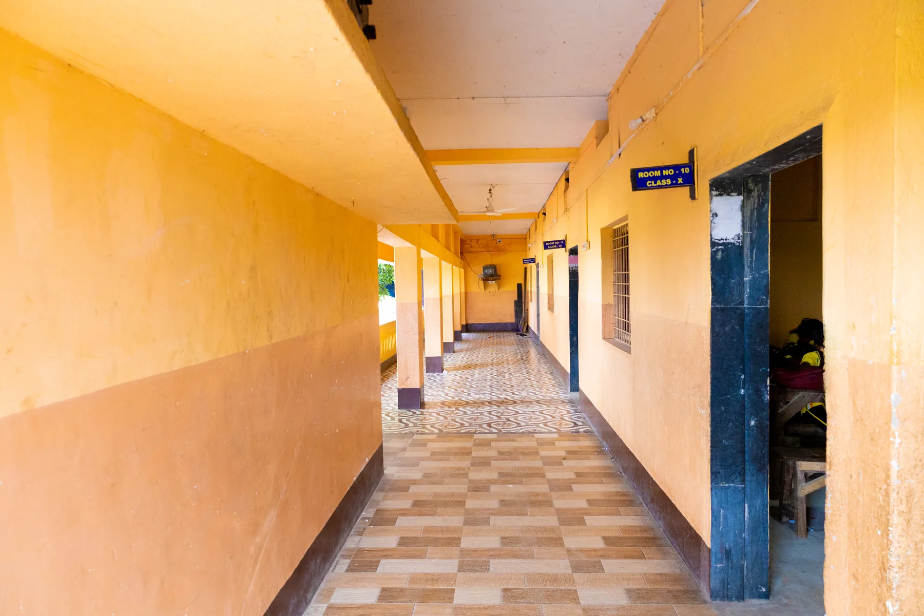 A classroom corridor inside the school block