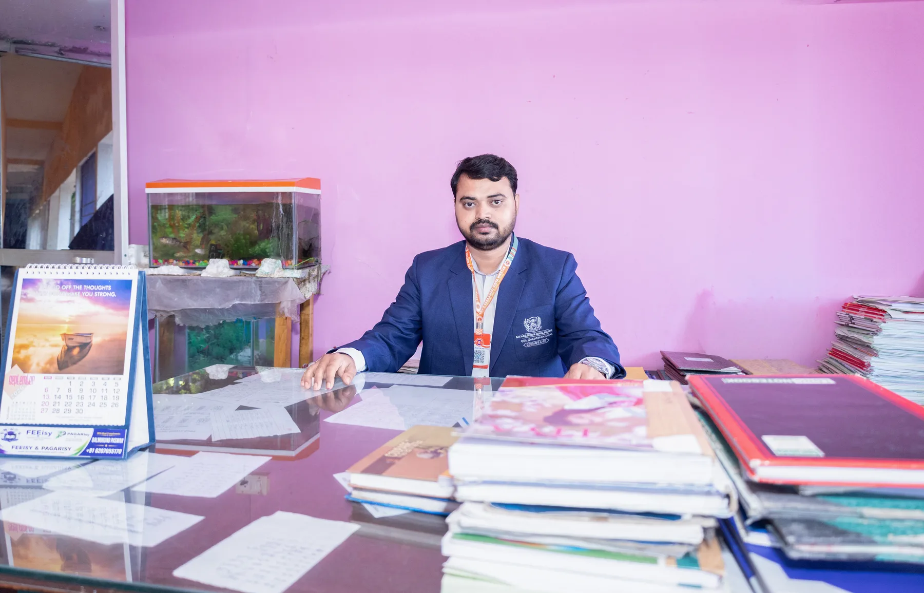The principal at his desk