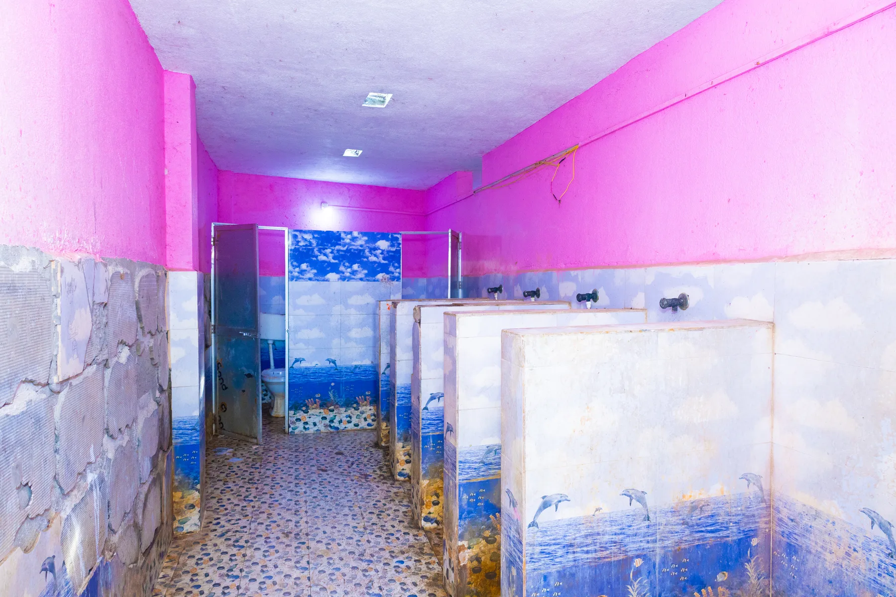 The washroom block on the ground floor